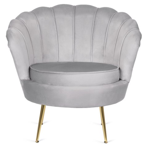 Fotel Wypoczynkowy GRAND z Podnóżkiem Muszelka Szary Welurowy Glamour