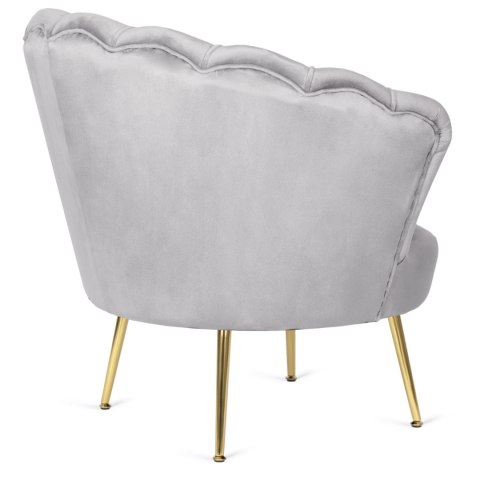 Fotel Wypoczynkowy GRAND z Podnóżkiem Muszelka Szary Welurowy Glamour