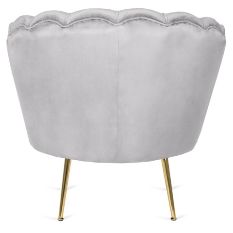 Fotel Wypoczynkowy GRAND z Podnóżkiem Muszelka Szary Welurowy Glamour