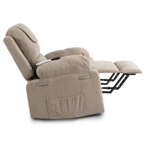 Fotel Masujący Elektrycznie Rozkładany FENIX z Funkcją Wstawania Beżowy Sztruksowy