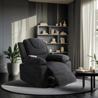 Fotel Masujący Elektrycznie Rozkładany FENIX z Funkcją Wstawania Czarny