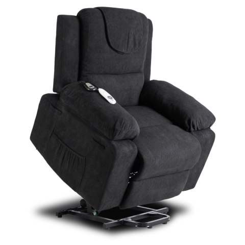 Fotel Masujący Elektrycznie Rozkładany FENIX z Funkcją Wstawania Czarny