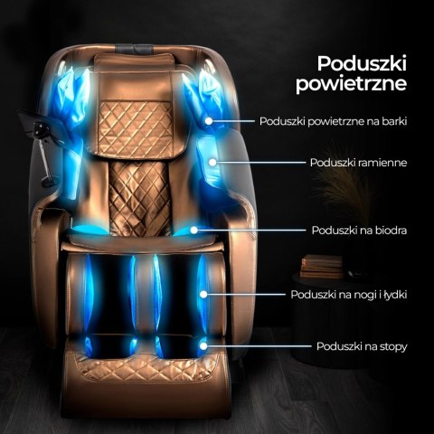 Fotel Masujący VX MAX Wypoczynkowy Brązowy Ekoskóra Nowoczesny Angielski