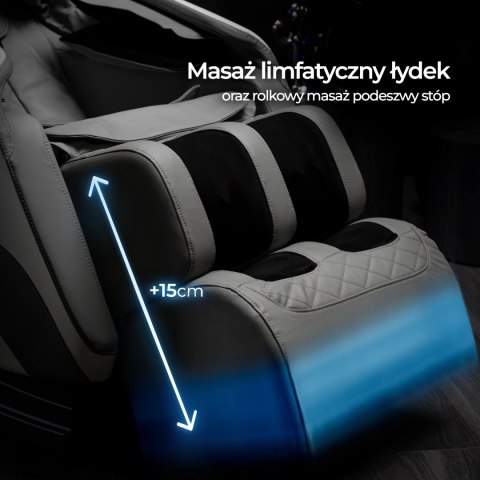 Fotel Masujący VX MAX Wypoczynkowy Szary Ekoskóra Nowoczesny Angielski