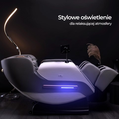 Fotel Masujący VX MAX Wypoczynkowy Szary Ekoskóra Nowoczesny Angielski
