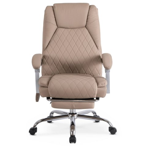 Fotel Biurowy Masujący z Funkcją Podgrzewania GIORGIO Obrotowy Beżowy Ekoskóra Nowoczesny