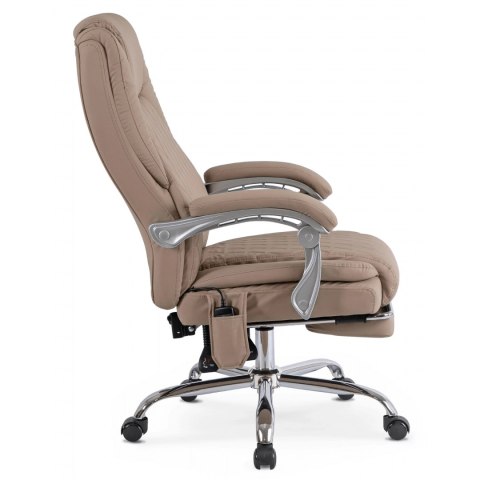 Fotel Biurowy Masujący z Funkcją Podgrzewania GIORGIO Obrotowy Beżowy Ekoskóra Nowoczesny