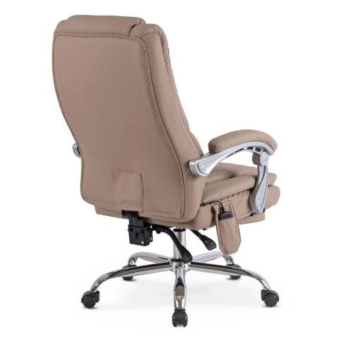 Fotel Biurowy Masujący z Funkcją Podgrzewania GIORGIO Obrotowy Beżowy Ekoskóra Nowoczesny