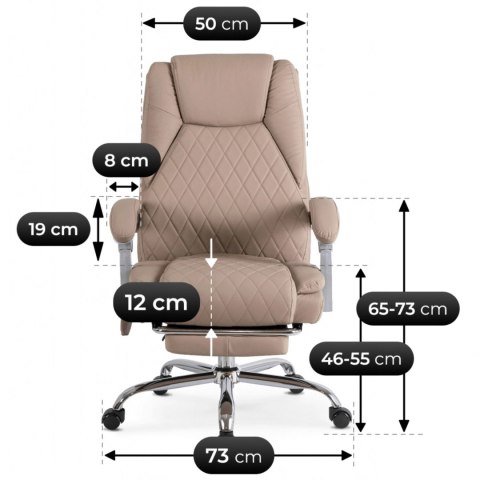 Fotel Biurowy Masujący z Funkcją Podgrzewania GIORGIO Obrotowy Beżowy Ekoskóra Nowoczesny