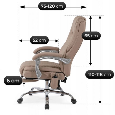 Fotel Biurowy Masujący z Funkcją Podgrzewania GIORGIO Obrotowy Beżowy Ekoskóra Nowoczesny