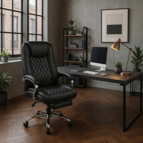 Fotel Biurowy Masujący z Funkcją Podgrzewania GIORGIO Obrotowy Czarny Ekoskóra Nowoczesny