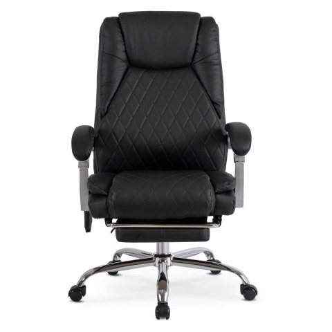 Fotel Biurowy Masujący z Funkcją Podgrzewania GIORGIO Obrotowy Czarny Ekoskóra Nowoczesny