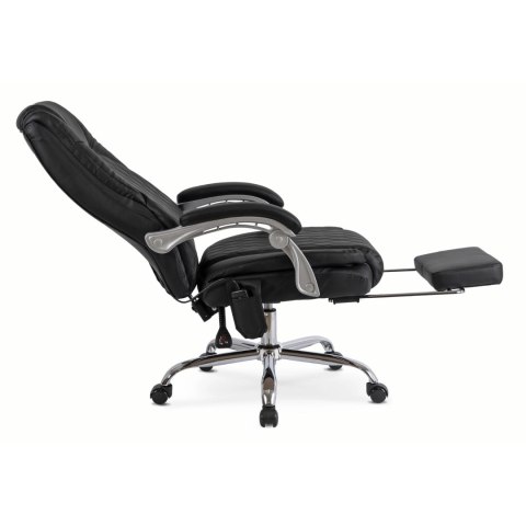Fotel Biurowy Masujący z Funkcją Podgrzewania GIORGIO Obrotowy Czarny Ekoskóra Nowoczesny
