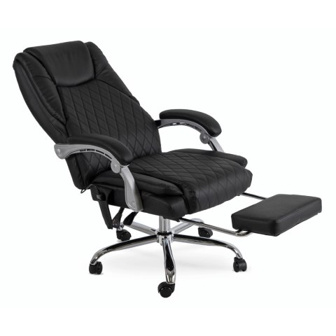 Fotel Biurowy Masujący z Funkcją Podgrzewania GIORGIO Obrotowy Czarny Ekoskóra Nowoczesny