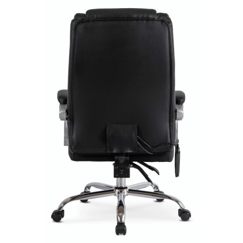 Fotel Biurowy Masujący z Funkcją Podgrzewania GIORGIO Obrotowy Czarny Ekoskóra Nowoczesny