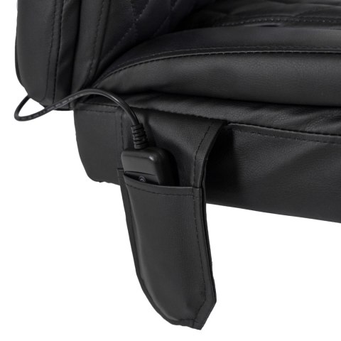 Fotel Biurowy Masujący z Funkcją Podgrzewania GIORGIO Obrotowy Czarny Ekoskóra Nowoczesny