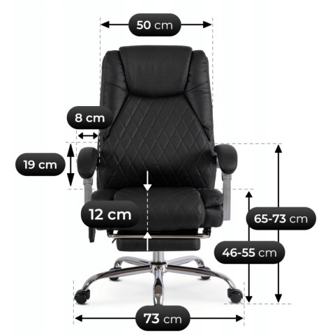 Fotel Biurowy Masujący z Funkcją Podgrzewania GIORGIO Obrotowy Czarny Ekoskóra Nowoczesny