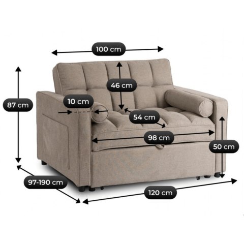 Fotel Rozkładany CORRA do Spania Ciemnobeżowy