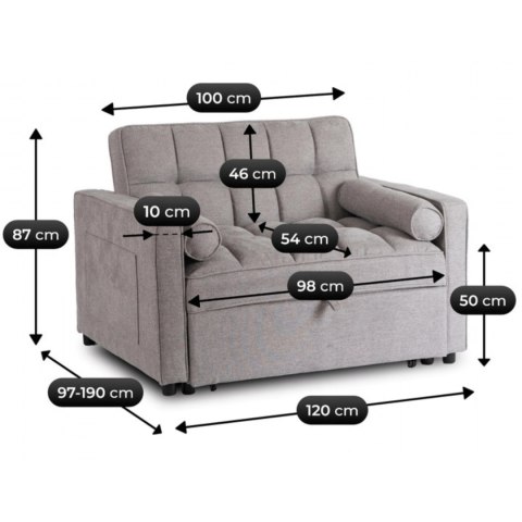 Fotel Rozkładany CORRA do Spania Szary