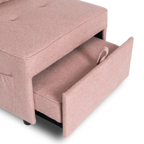 Fotel Wypoczynkowy Rozkładany IBERIS 67 cm Różowy Tapicerowany Nowoczesny
