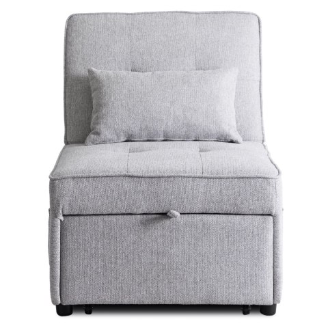 Fotel Wypoczynkowy Rozkładany IBERIS 80 cm Szary Tapicerowany Nowoczesny