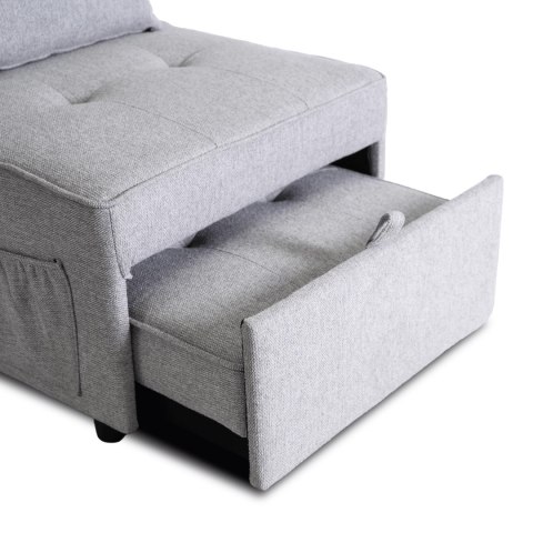 Fotel Wypoczynkowy Rozkładany IBERIS 80 cm Szary Tapicerowany Nowoczesny