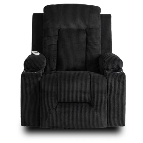 Fotel Rozkładany Masujący BOX Czarny Sztruksowy