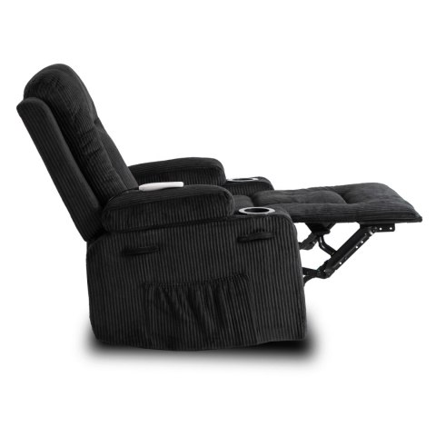 Fotel Rozkładany Masujący BOX Czarny Sztruksowy