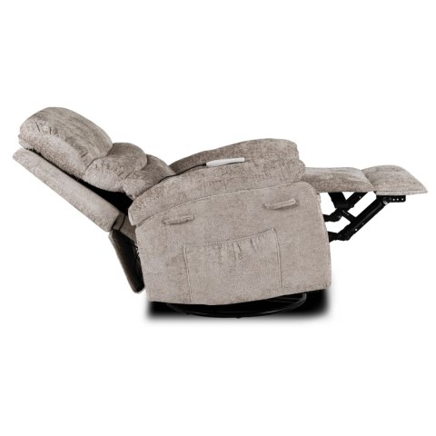 Fotel Rozkładany Masujący BRUCE z Funkcją Kołyski Beżowy Welurowy