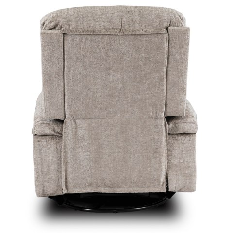 Fotel Rozkładany Masujący BRUCE z Funkcją Kołyski Beżowy Welurowy