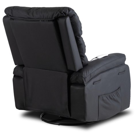 Fotel Masujący BRUCE Rozkładany Czarny Ekoskóra Nowoczesny
