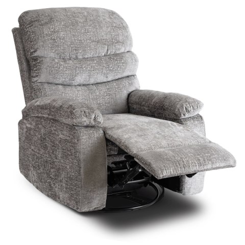 Fotel Rozkładany Masujący BRUCE z Funkcją Kołyski Szary Welurowy