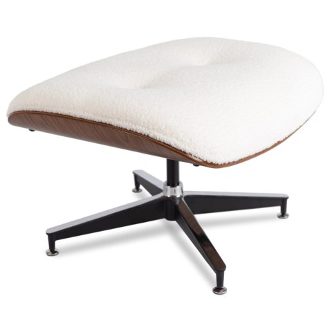 Fotel Wypoczynkowy PALERMO z Podnóżkiem Biały Boucle