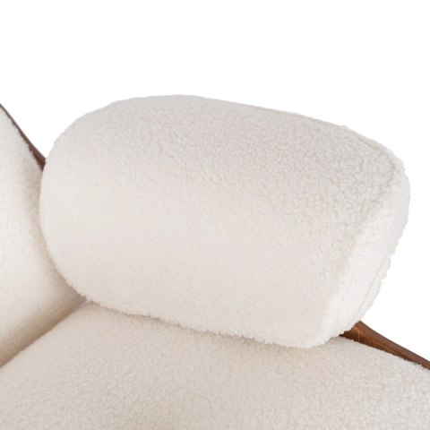 Fotel Wypoczynkowy PALERMO z Podnóżkiem Biały Boucle