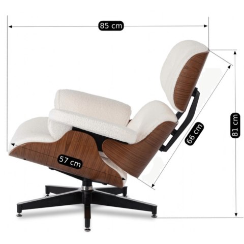 Fotel Wypoczynkowy PALERMO z Podnóżkiem Biały Boucle