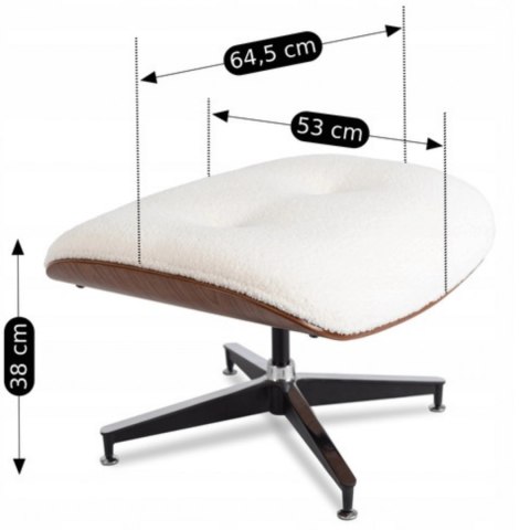 Fotel Wypoczynkowy PALERMO z Podnóżkiem Biały Boucle