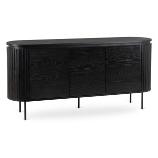 Komoda do Salonu BECK 160 cm Czarna Trzydrzwiowa Ryflowana Nowoczesna
