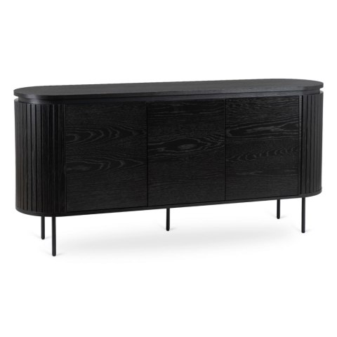 Komoda do Salonu BECK 160 cm Czarna Trzydrzwiowa Ryflowana Nowoczesna