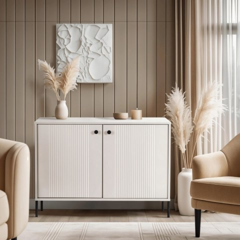 Komoda do Salonu SOFT 104 cm Kaszmir Ryflowana Dwudrzwiowa Nowoczesna