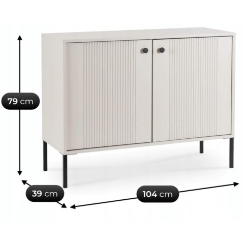 Komoda do Salonu SOFT 104 cm Kaszmir Ryflowana Dwudrzwiowa Nowoczesna