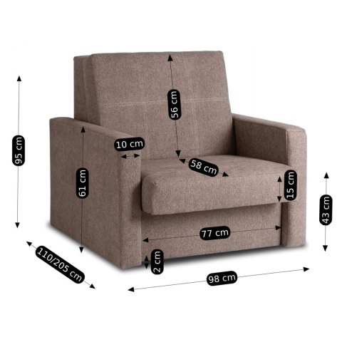 Zestaw 2x Fotel Do Spania Jednoosobowy MILAN 1 Beżowy