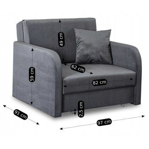Zestaw 2x Fotel Do Spania Jednoosobowy VERO Szary