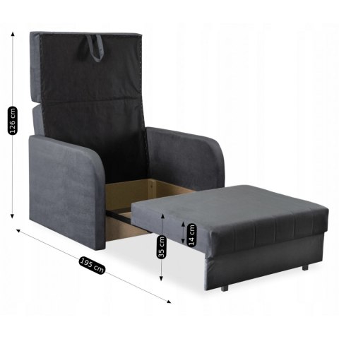 Zestaw 2x Fotel Do Spania Jednoosobowy VERO Szary
