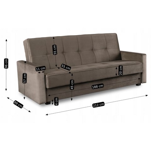 Zestaw 2x Sofa Rozkładana ALUNA Beżowa