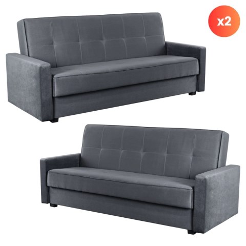 Zestaw 2x Sofa Rozkładana ALUNA Szara