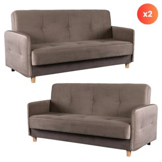 Zestaw 2x Sofa Rozkładana CUBA Beżowa