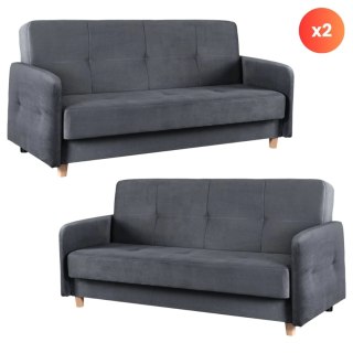 Zestaw 2x Sofa Rozkładana CUBA Szara