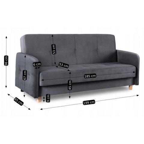 Zestaw 2x Sofa Rozkładana CUBA Szara