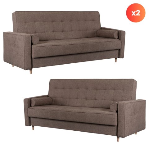 Zestaw 2x Sofa Rozkładana MALTA Brązowa