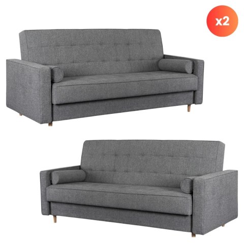 Zestaw 2x Sofa Rozkładana MALTA Szara